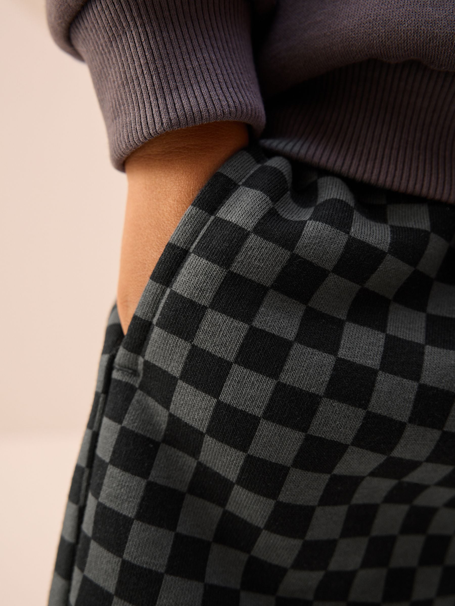 Mono Checkerboard Single Wide Leg Jersey Joggers (3mths-7yrs) image 4