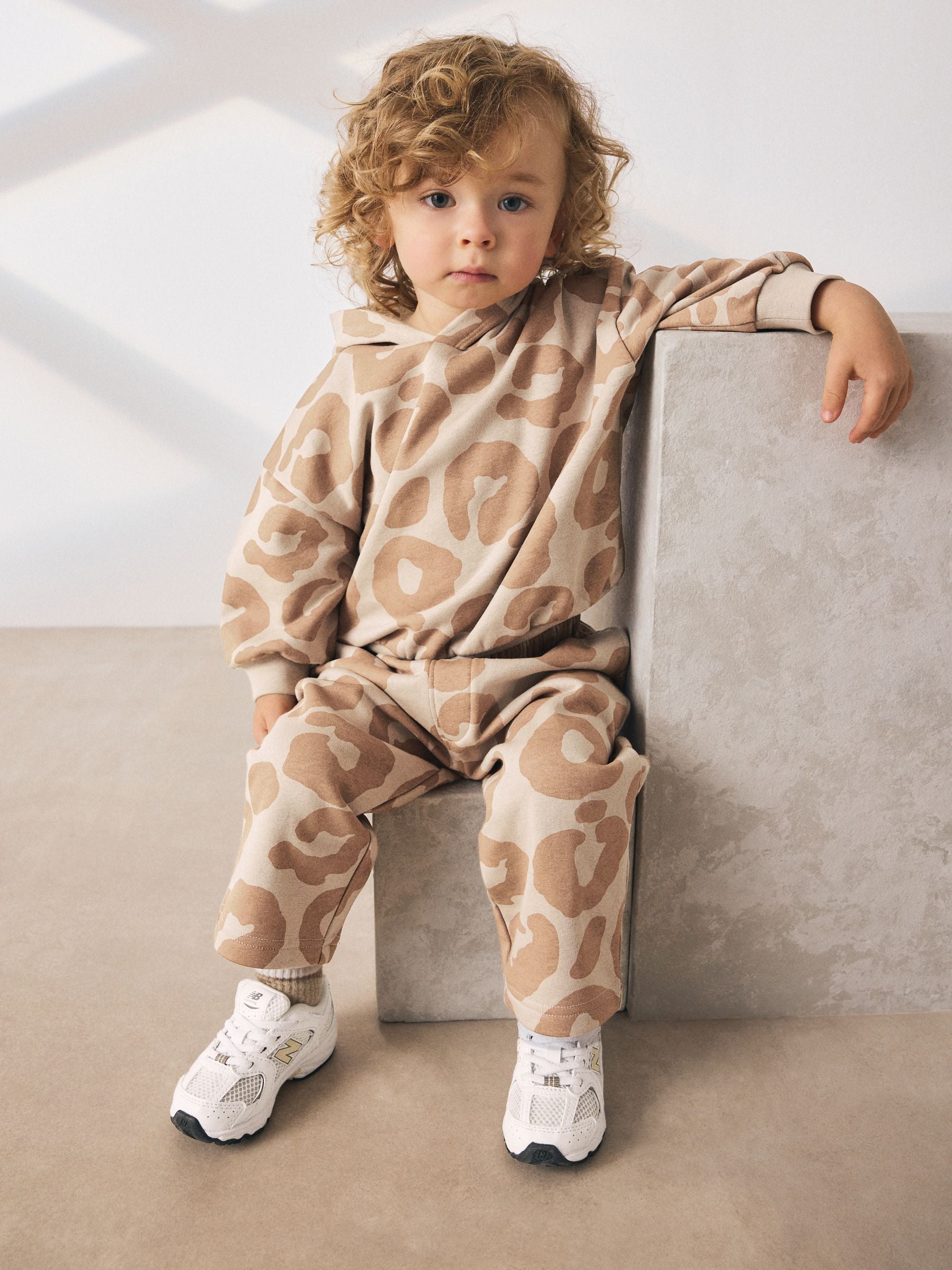 Tan Brown Animal Print Hoodie And Joggers Set (3mths-7yrs) image 3