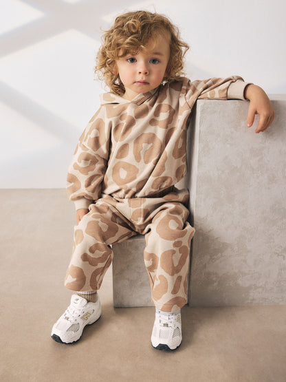 Tan Brown Animal Print Hoodie And Joggers Set (3mths-7yrs) image 3