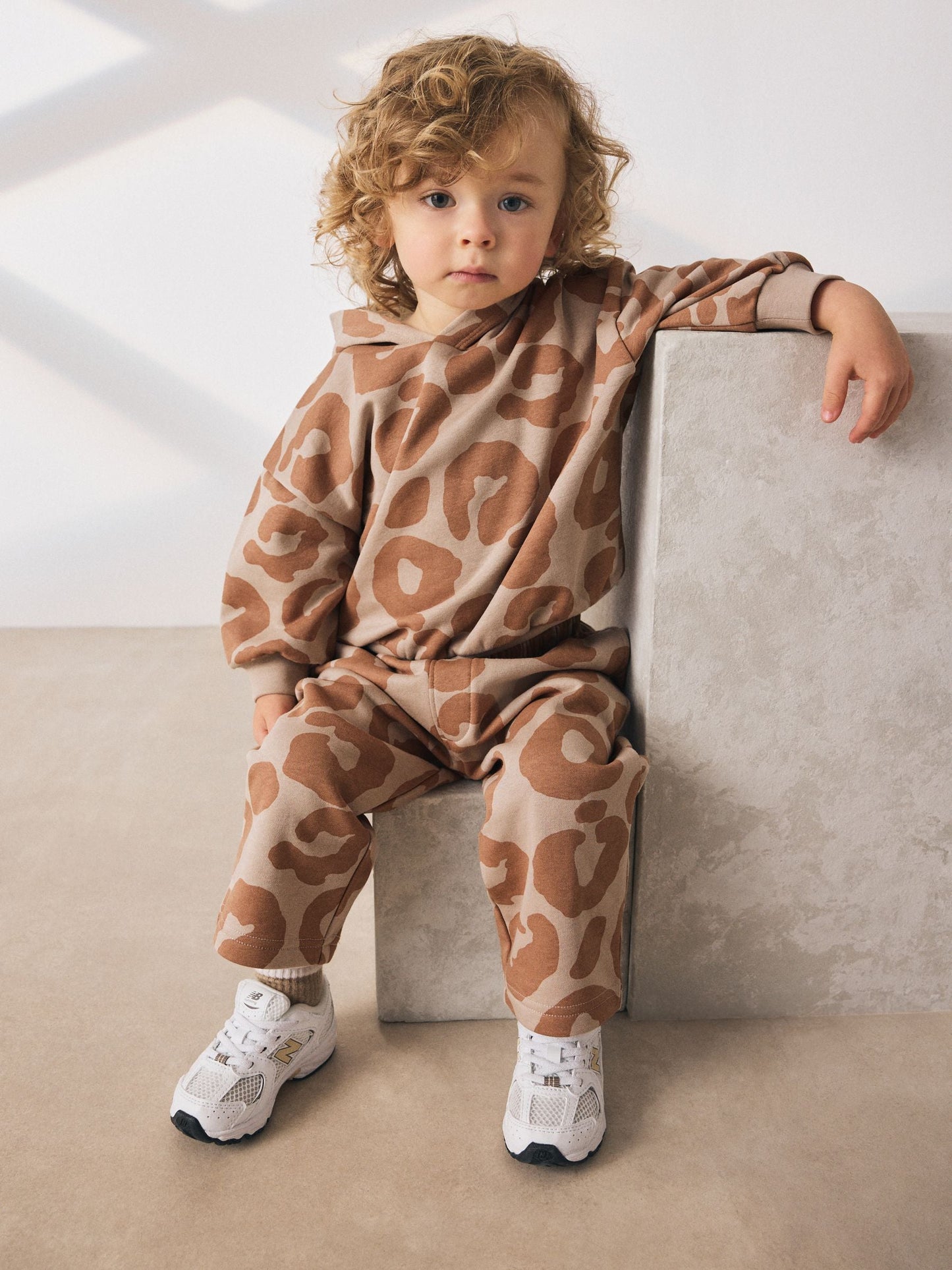 Tan Brown Animal Print Hoodie And Joggers Set (3mths-7yrs)