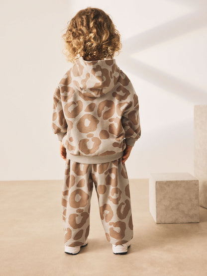 Tan Brown Animal Print Hoodie And Joggers Set (3mths-7yrs) image 4