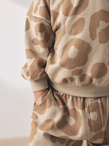 Tan Brown Animal Print Hoodie And Joggers Set (3mths-7yrs) image 5