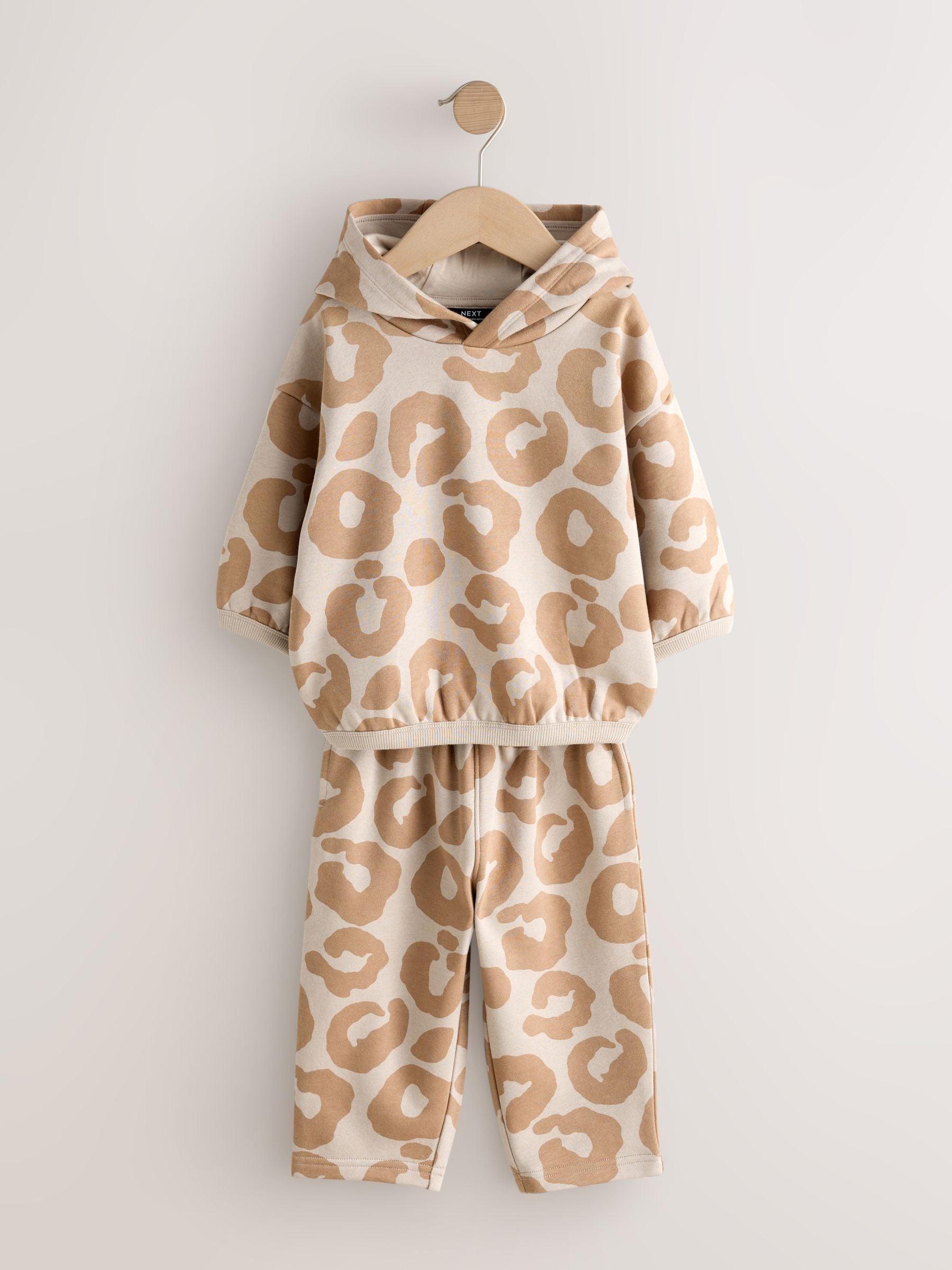 Tan Brown Animal Print Hoodie And Joggers Set (3mths-7yrs) image 6