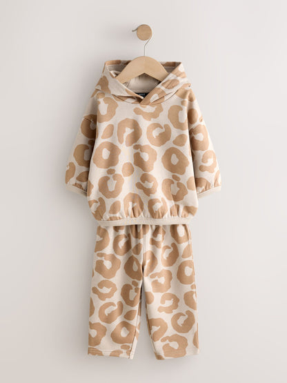 Tan Brown Animal Print Hoodie And Joggers Set (3mths-7yrs) image 6