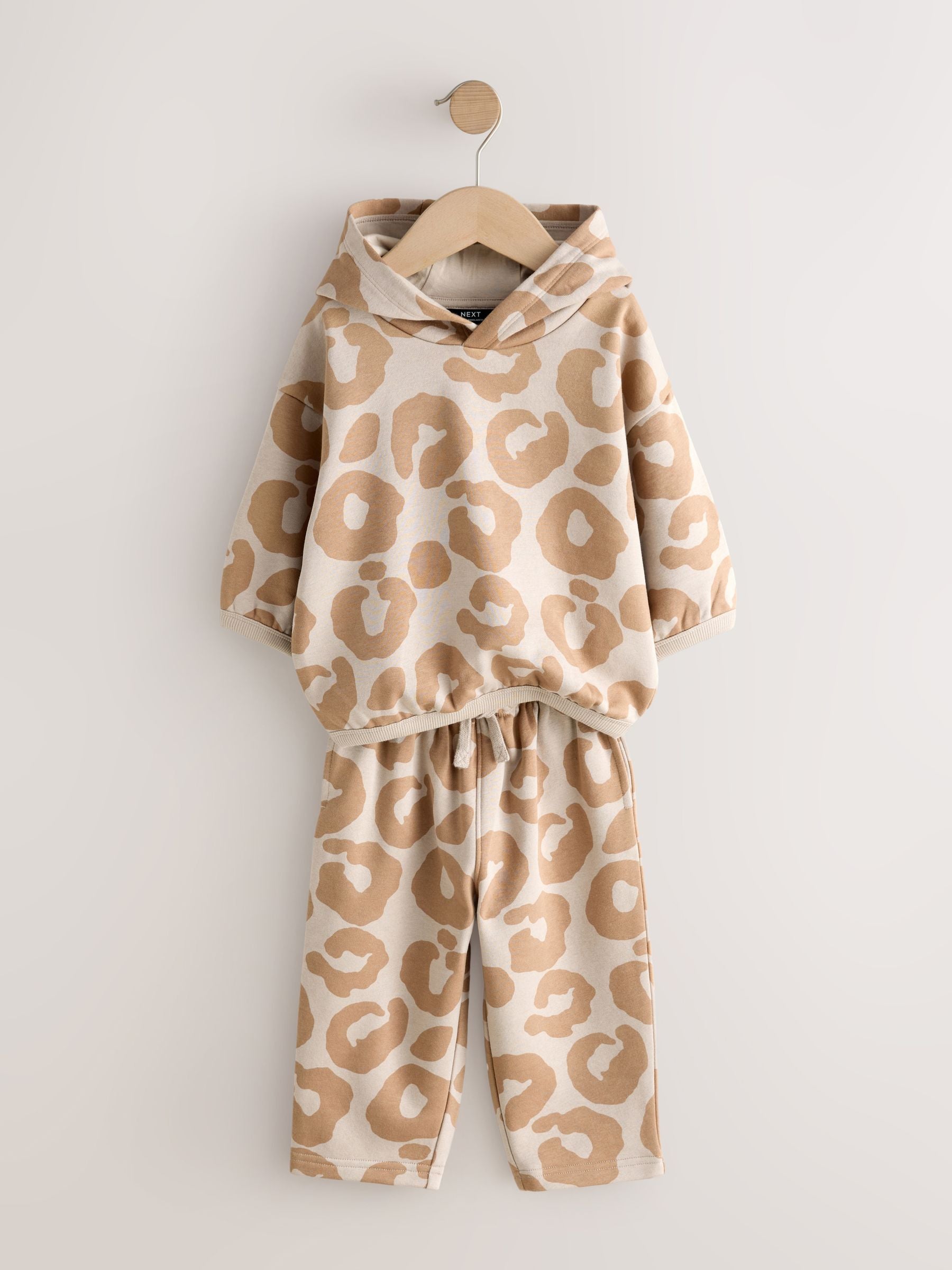 Tan Brown Animal Print Hoodie And Joggers Set (3mths-7yrs) image 7