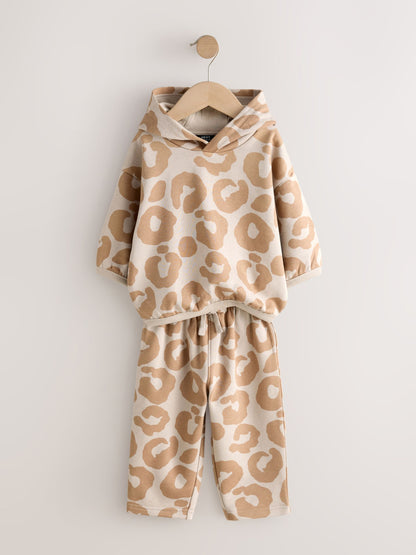Tan Brown Animal Print Hoodie And Joggers Set (3mths-7yrs) image 7
