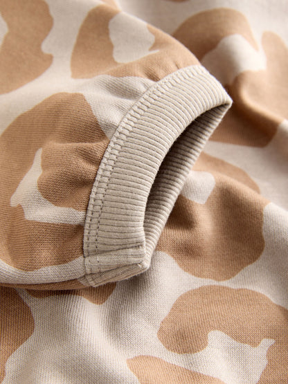 Tan Brown Animal Print Hoodie And Joggers Set (3mths-7yrs)