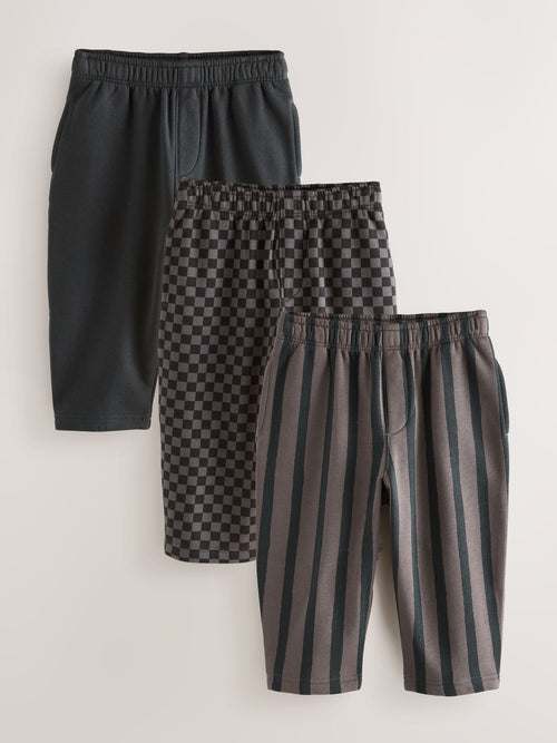 Black/ Charcoal Grey 3 Pack Wide Leg Jersey Joggers (3mths-7yrs) image 1
