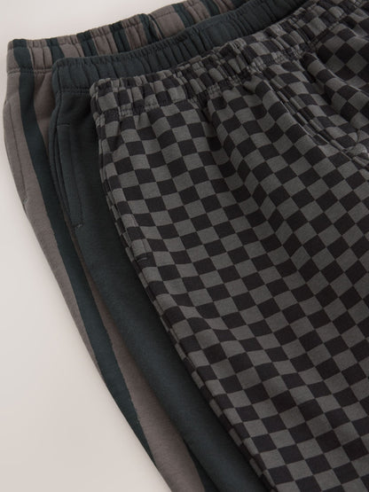 Black/ Charcoal Grey 3 Pack Wide Leg Jersey Joggers (3mths-7yrs) image 5