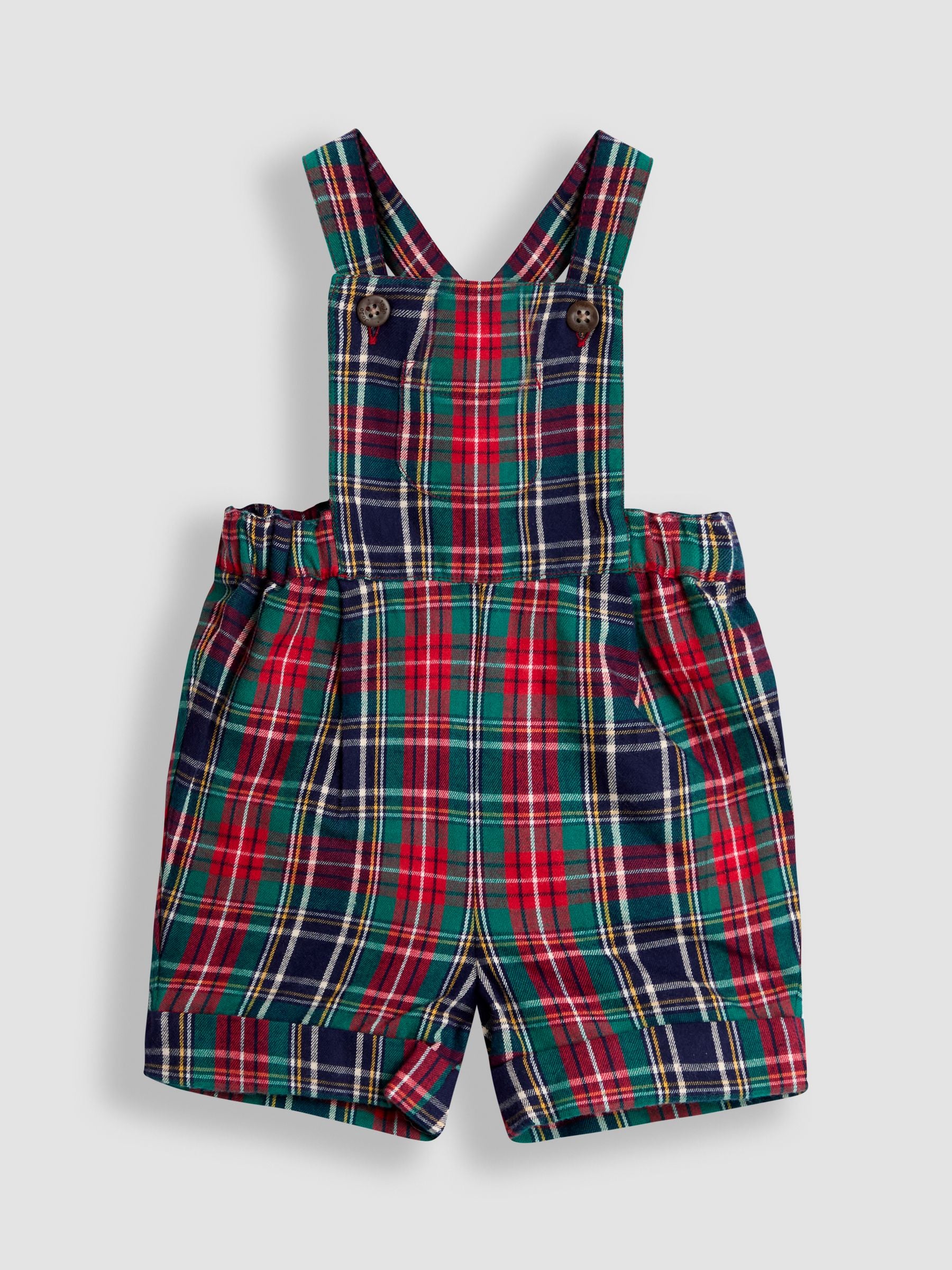 JoJo Maman Bébé Navy Blue Check 2-Piece Tartan Dungarees & Body Set image 2