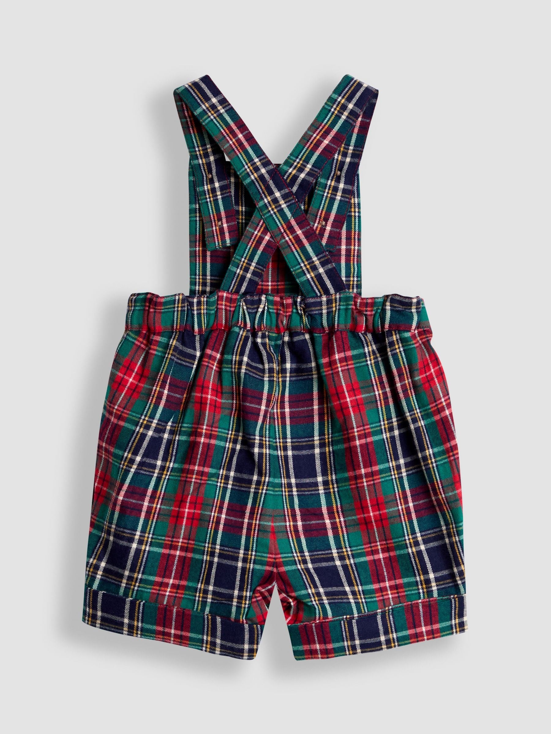 JoJo Maman Bébé Navy Blue Check 2-Piece Tartan Dungarees & Body Set image 3
