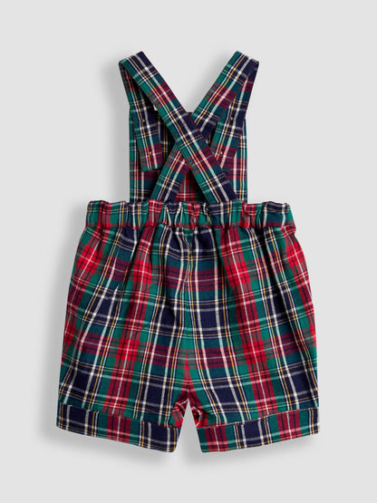 JoJo Maman Bébé Navy Blue Check 2-Piece Tartan Dungarees & Body Set image 3