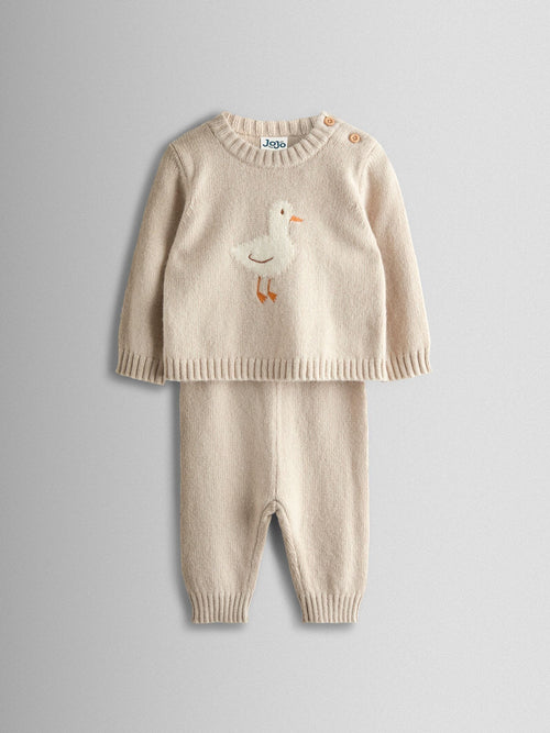 JoJo Maman Bébé Grey Duck Knit Top & Bottom Set image 1
