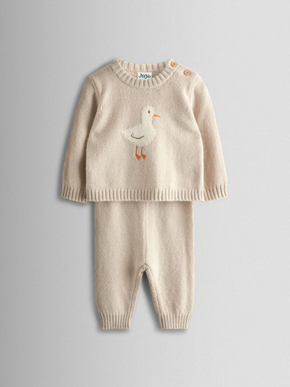 JoJo Maman Bébé Grey Duck Knit Top & Bottom Set image 1