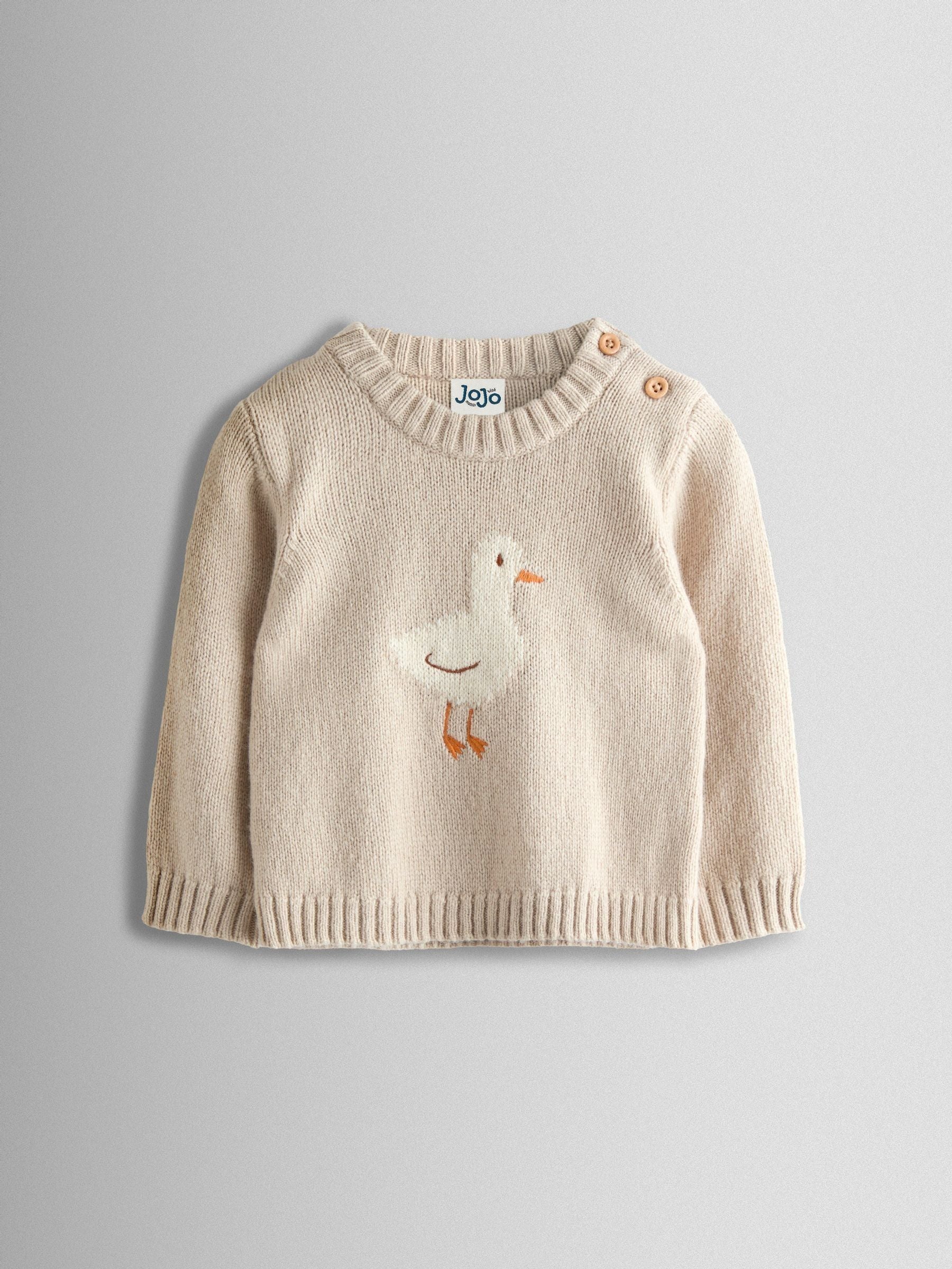 JoJo Maman Bébé Grey Duck Knit Top & Bottom Set image 2