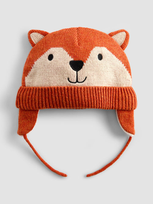 JoJo Maman Bébé Rust Orange Fox Appliqué Hat image 1