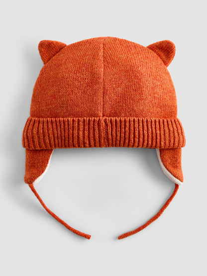 JoJo Maman Bébé Rust Orange Fox Appliqué Hat image 2