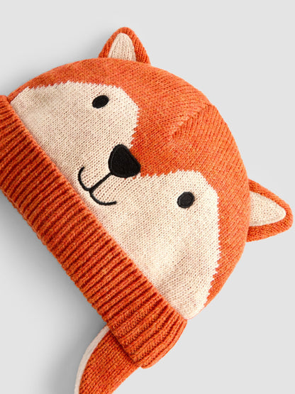 JoJo Maman Bébé Rust Orange Fox Appliqué Hat image 3