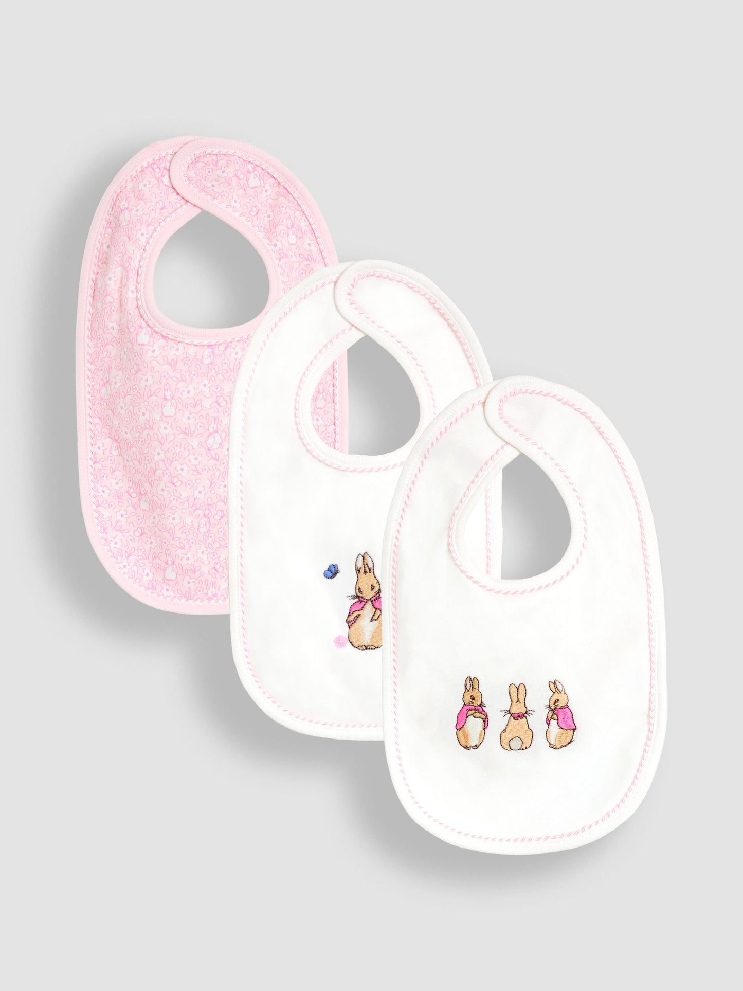 JoJo Maman Bébé Pink Ditsy Floral Flopsy 3-Pack Bibs image 1
