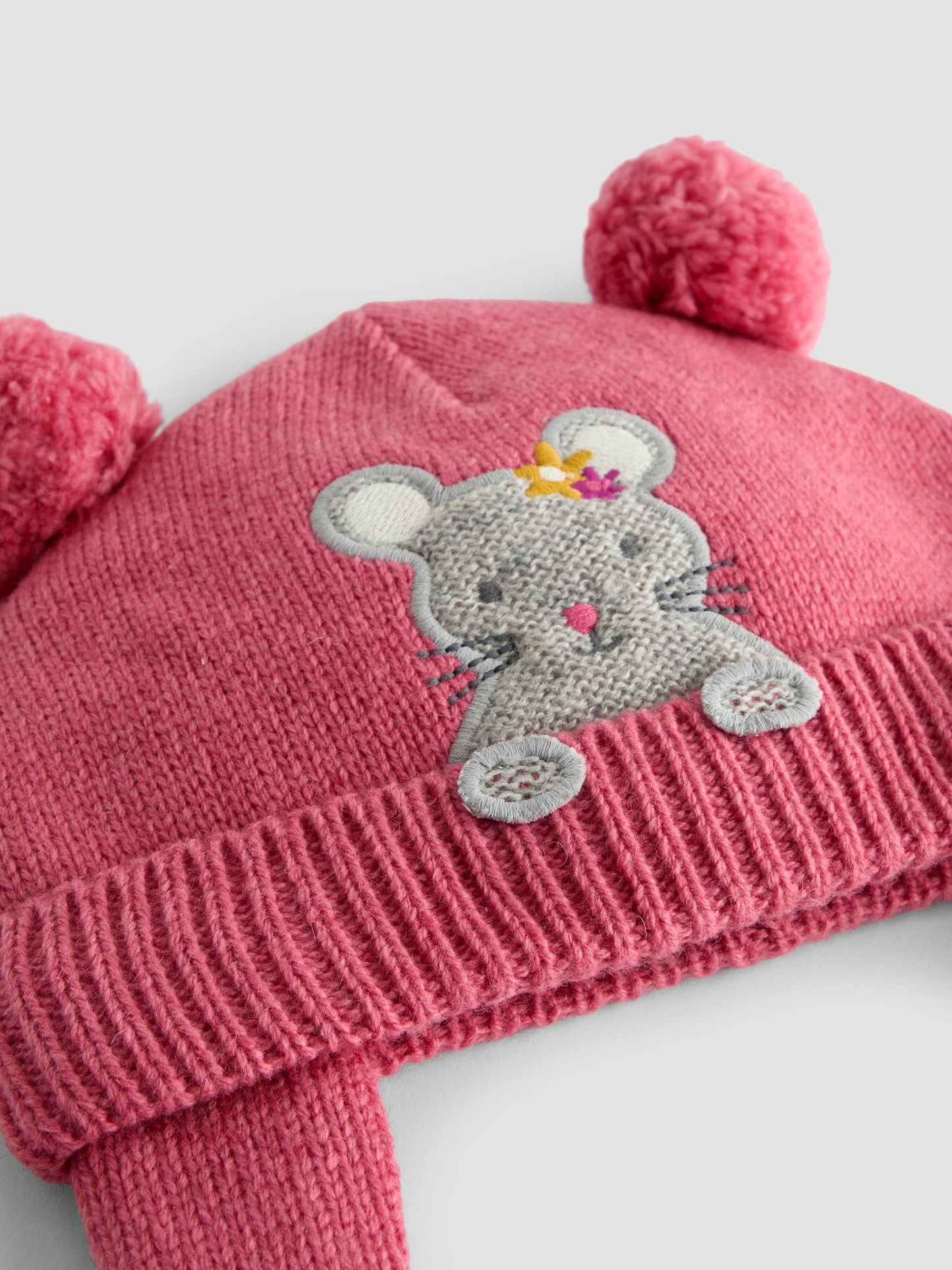 JoJo Maman Bébé Pink Mouse Appliqué Hat image 3