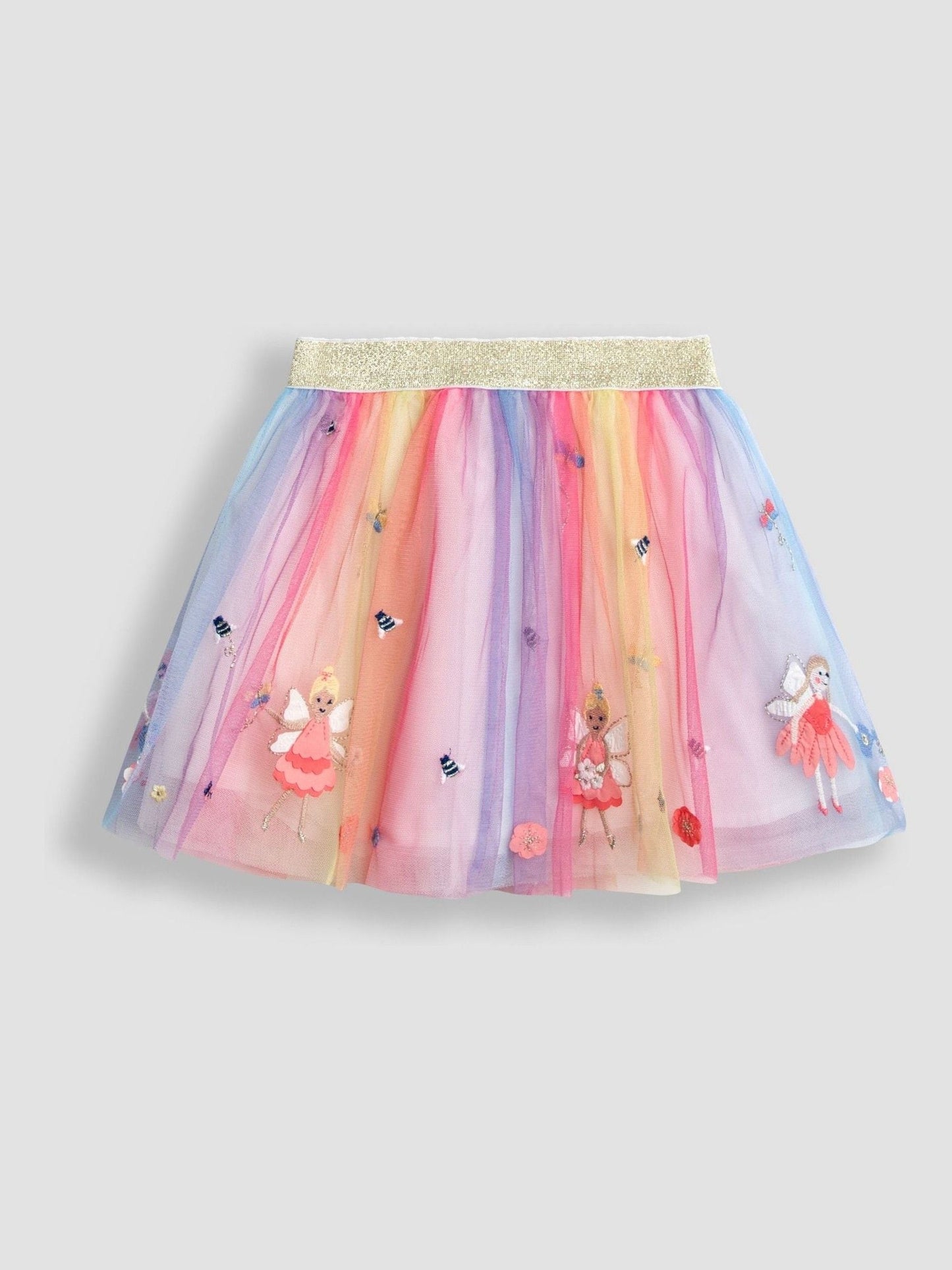 JoJo Maman Bébé Cream Unicorn Frill Sleeve Top & Tulle Skirt Set image 4