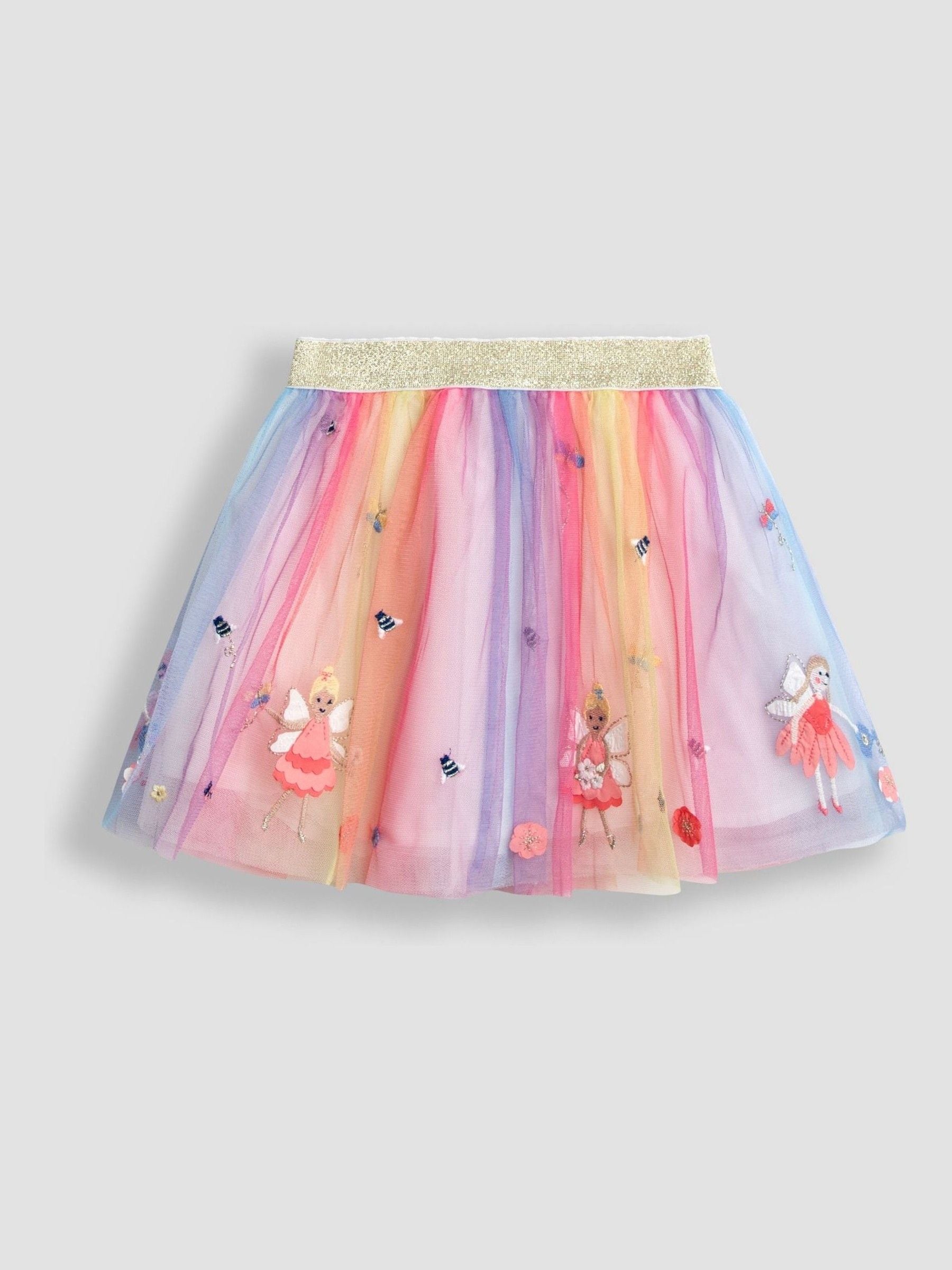 JoJo Maman Bébé Cream Unicorn Frill Sleeve Top & Tulle Skirt Set image 4