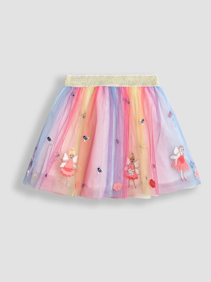 JoJo Maman Bébé Cream Unicorn Frill Sleeve Top & Tulle Skirt Set image 4
