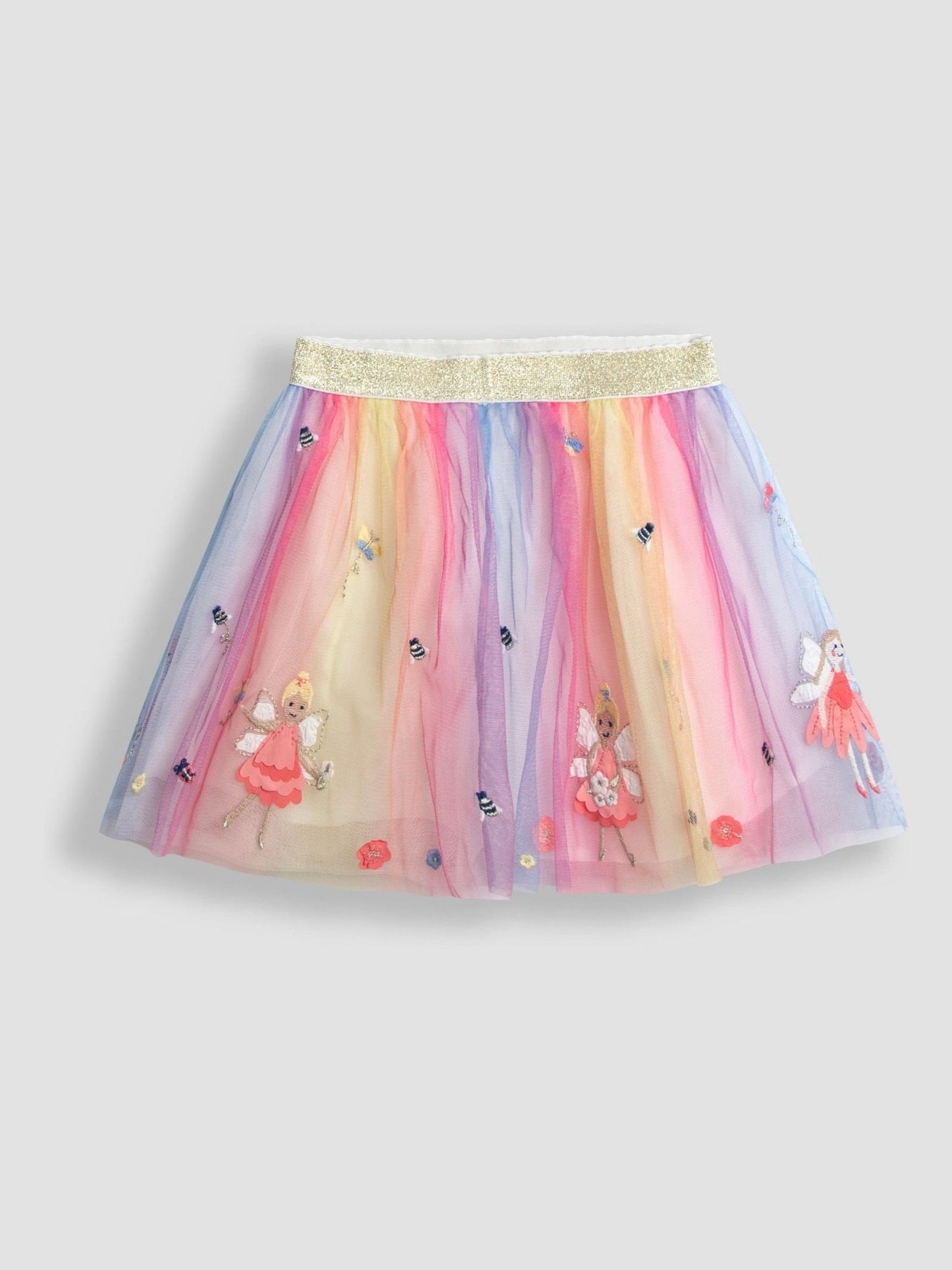 JoJo Maman Bébé Cream Unicorn Frill Sleeve Top & Tulle Skirt Set image 5