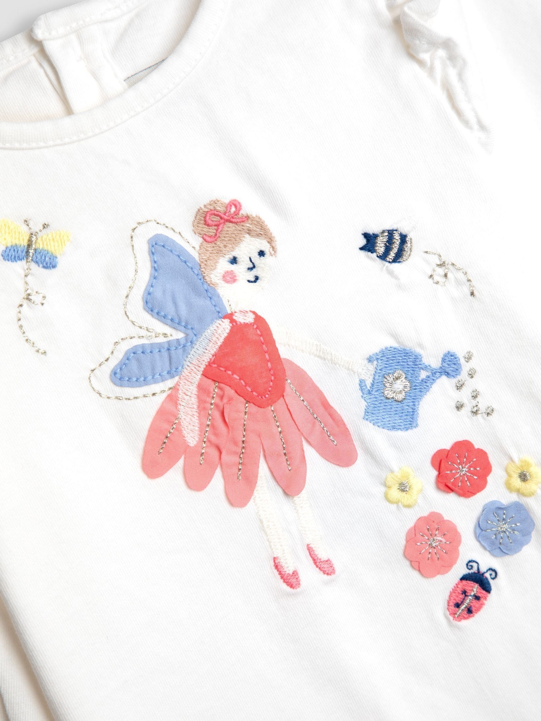 JoJo Maman Bébé Cream Unicorn Frill Sleeve Top & Tulle Skirt Set image 6