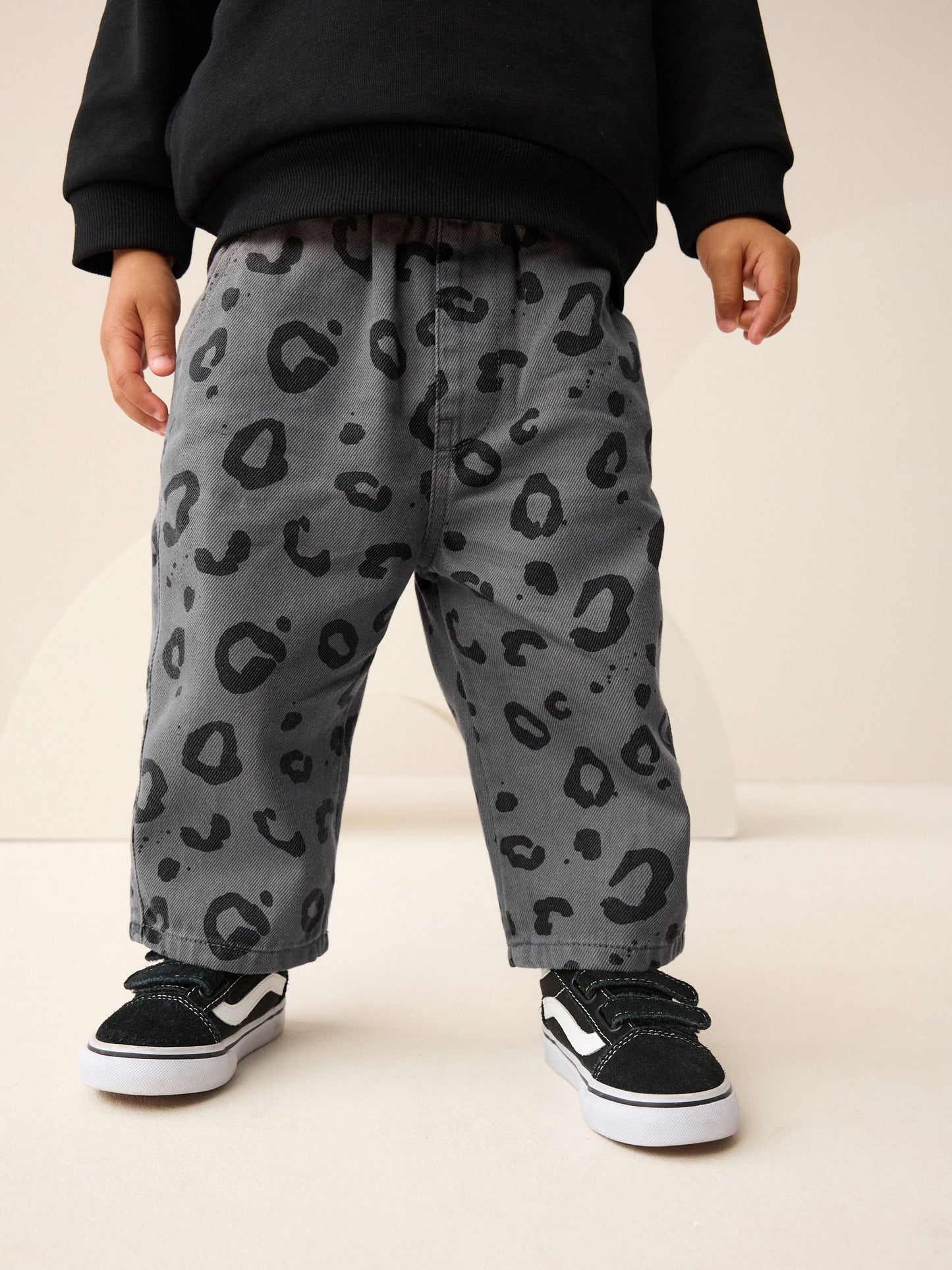 Dsiney Kidz - Charcoal Grey Leopard Print Pull On Wide Trousers (3mths-7yrs) image 1