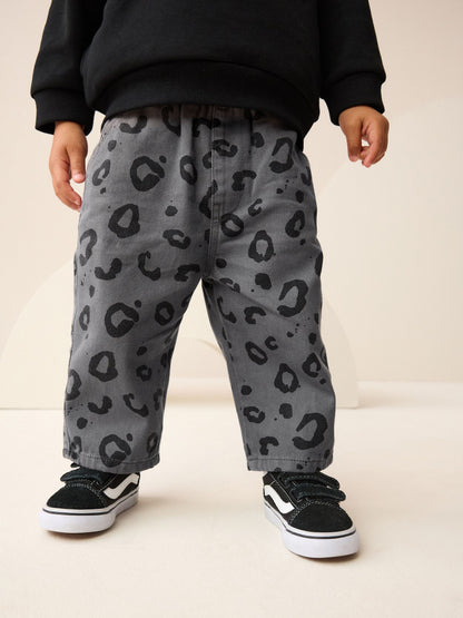 Dsiney Kidz - Charcoal Grey Leopard Print Pull On Wide Trousers (3mths-7yrs) image 1