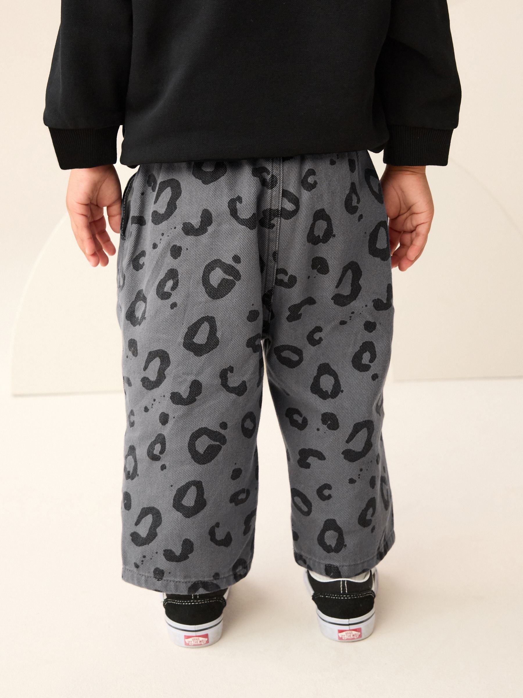 Dsiney Kidz - Charcoal Grey Leopard Print Pull On Wide Trousers (3mths-7yrs) image 3