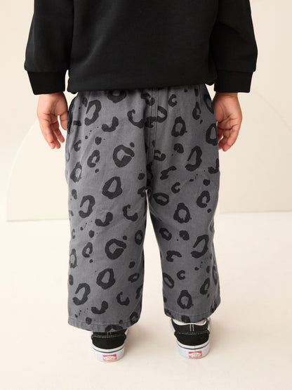 Dsiney Kidz - Charcoal Grey Leopard Print Pull On Wide Trousers (3mths-7yrs) image 3