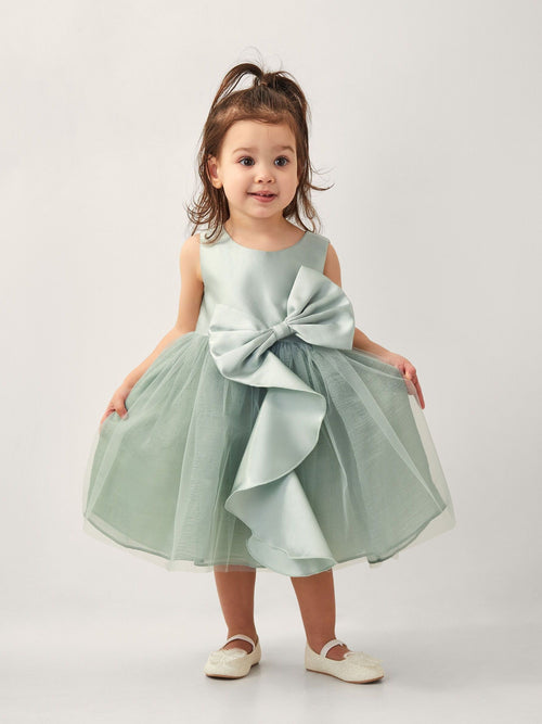 Monsoon Green Baby Waterfall Bow Tulle Dress image 1