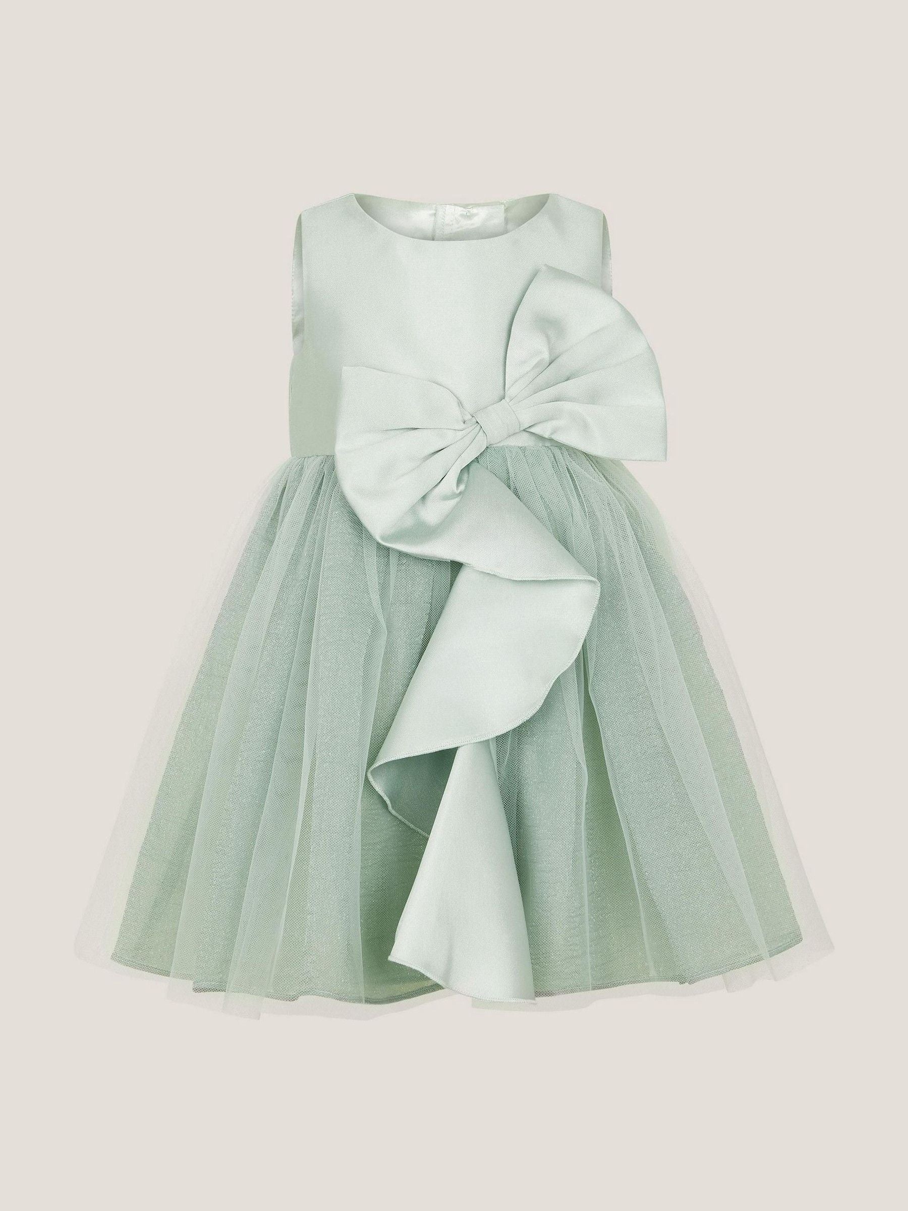 Monsoon Green Baby Waterfall Bow Tulle Dress image 2