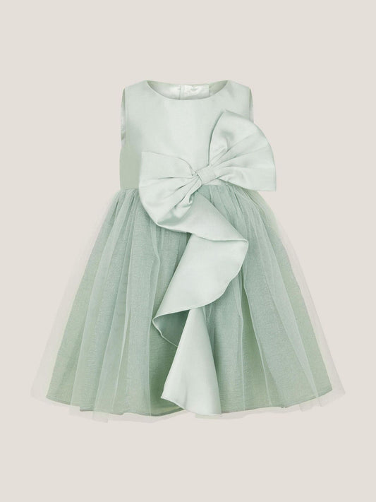 Monsoon Green Baby Waterfall Bow Tulle Dress image 2