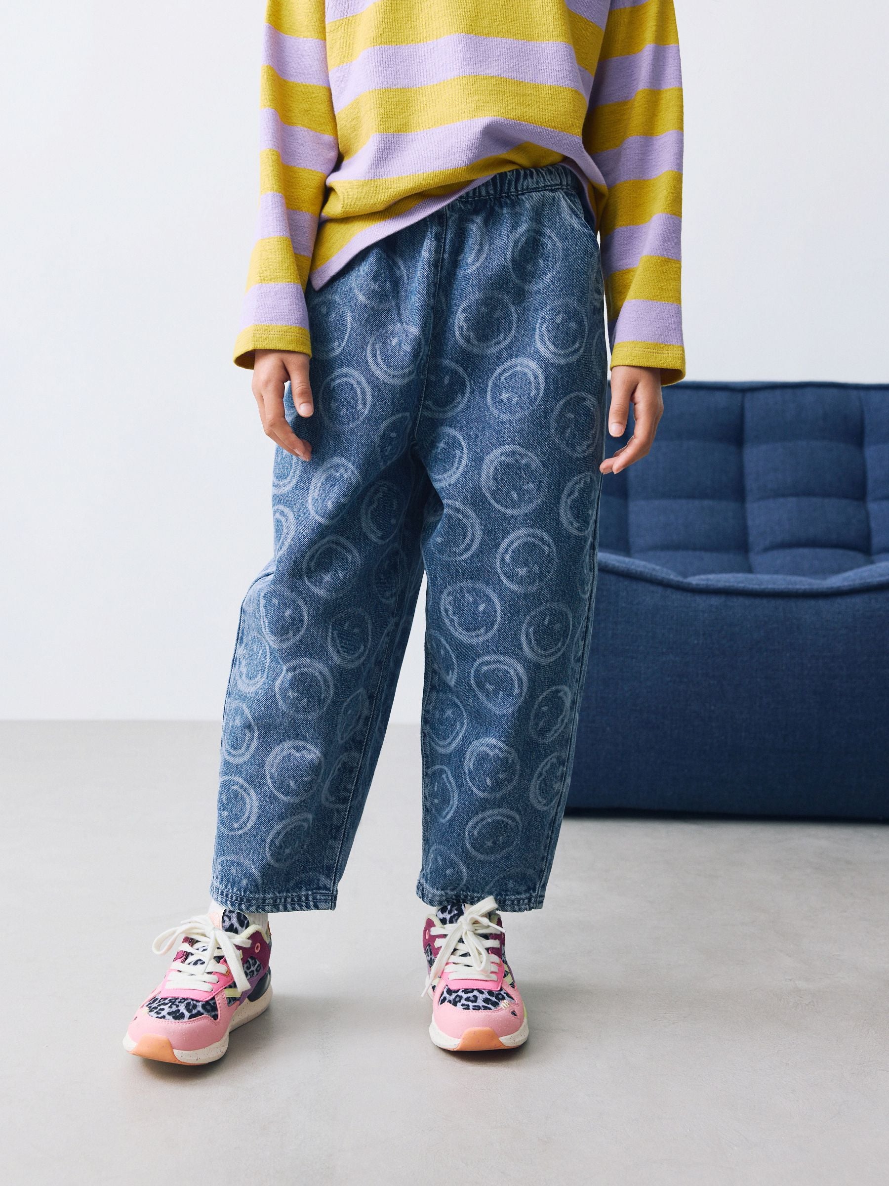 Dsiney Kidz - Mid Blue SmileyWorld® Pullon Barrel Jeans (3-16yrs) image 1