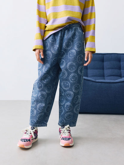 Dsiney Kidz - Mid Blue SmileyWorld® Pullon Barrel Jeans (3-16yrs) image 1