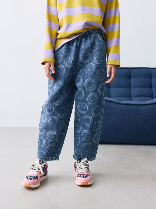 Dsiney Kidz - Mid Blue SmileyWorld® Pullon Barrel Jeans (3-16yrs) image 1