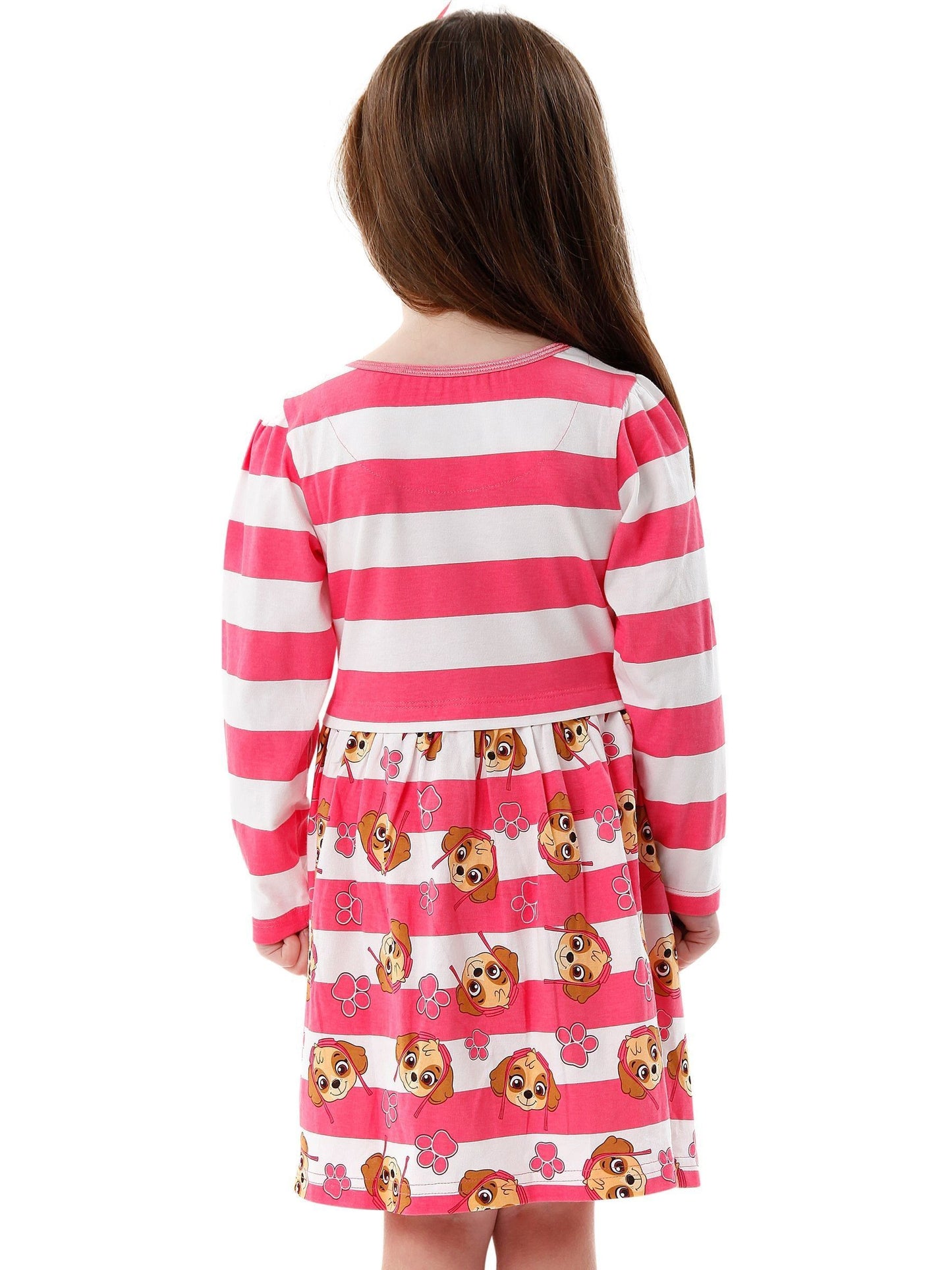 Character Pink PAW Patrol Skye Striped 100% Cotton Dress image 2