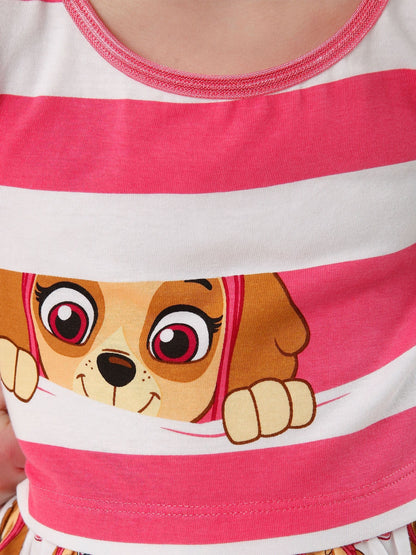 Character Pink PAW Patrol Skye Striped 100% Cotton Dress image 3