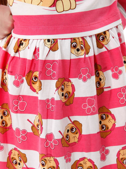 Character Pink PAW Patrol Skye Striped 100% Cotton Dress image 4