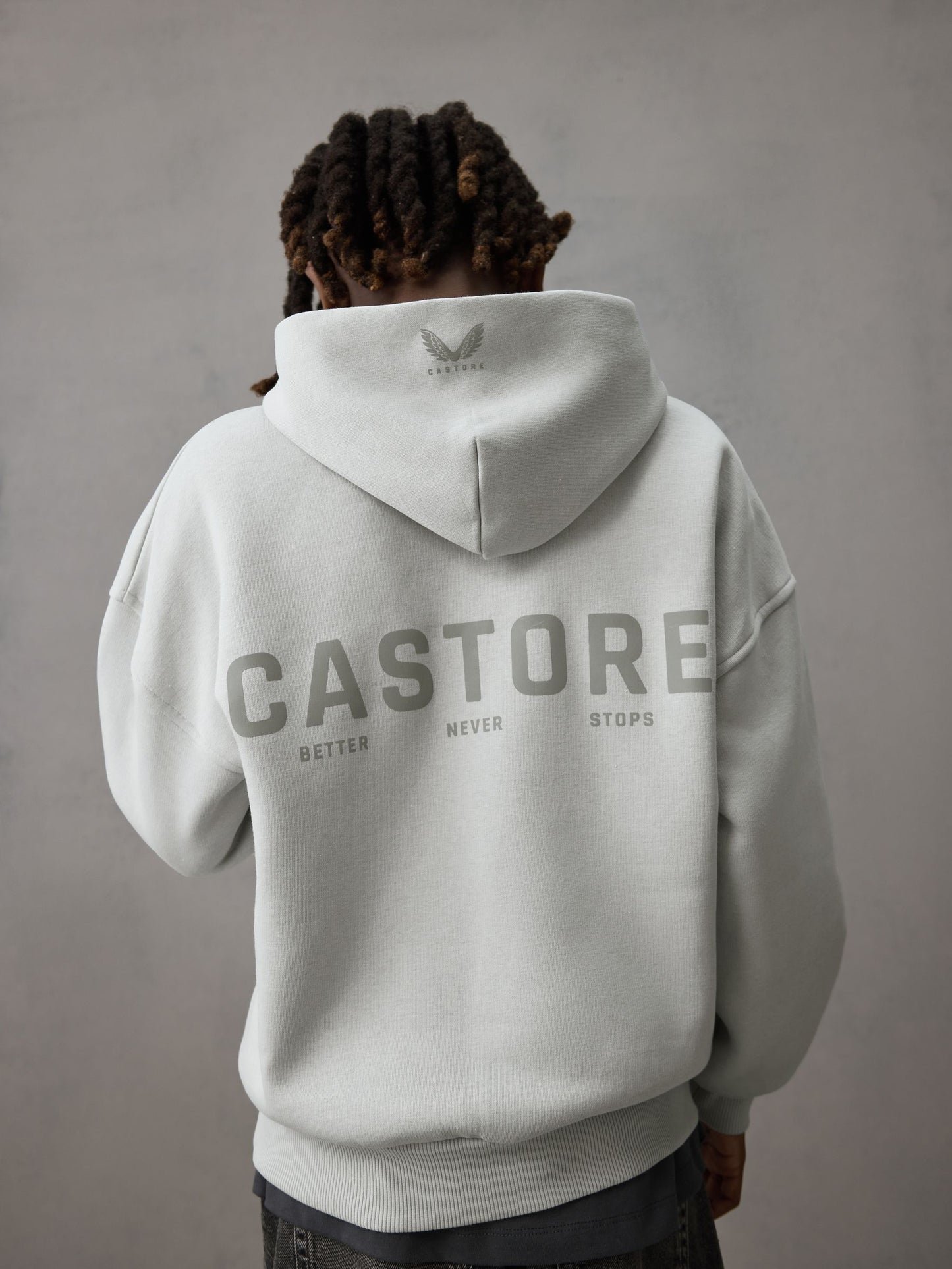 Dsiney Kidz - Castore Light Grey Logo Oversized Heavyweight Cotton Hoodie image 1