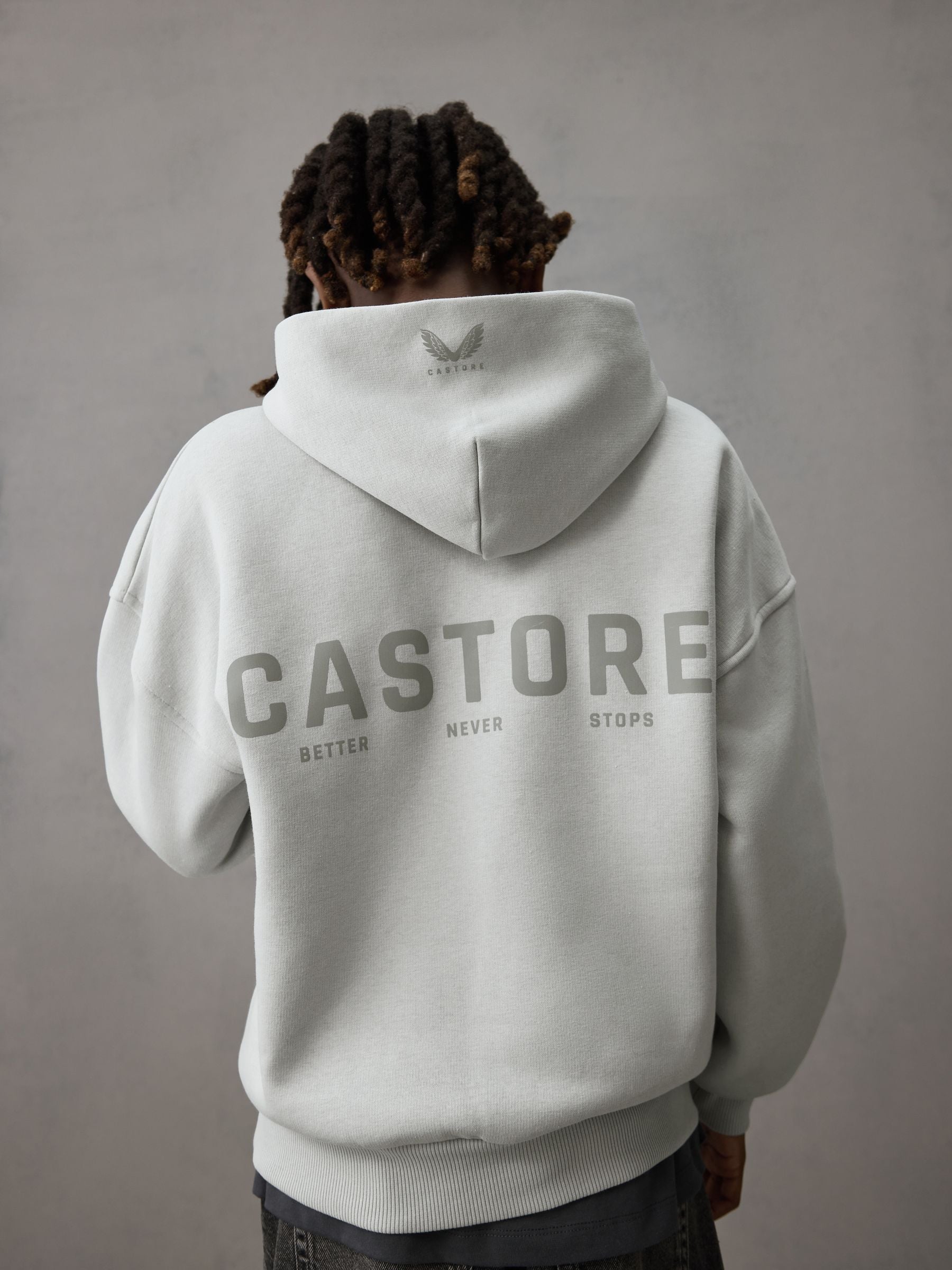 Dsiney Kidz - Castore Light Grey Logo Oversized Heavyweight Cotton Hoodie image 1