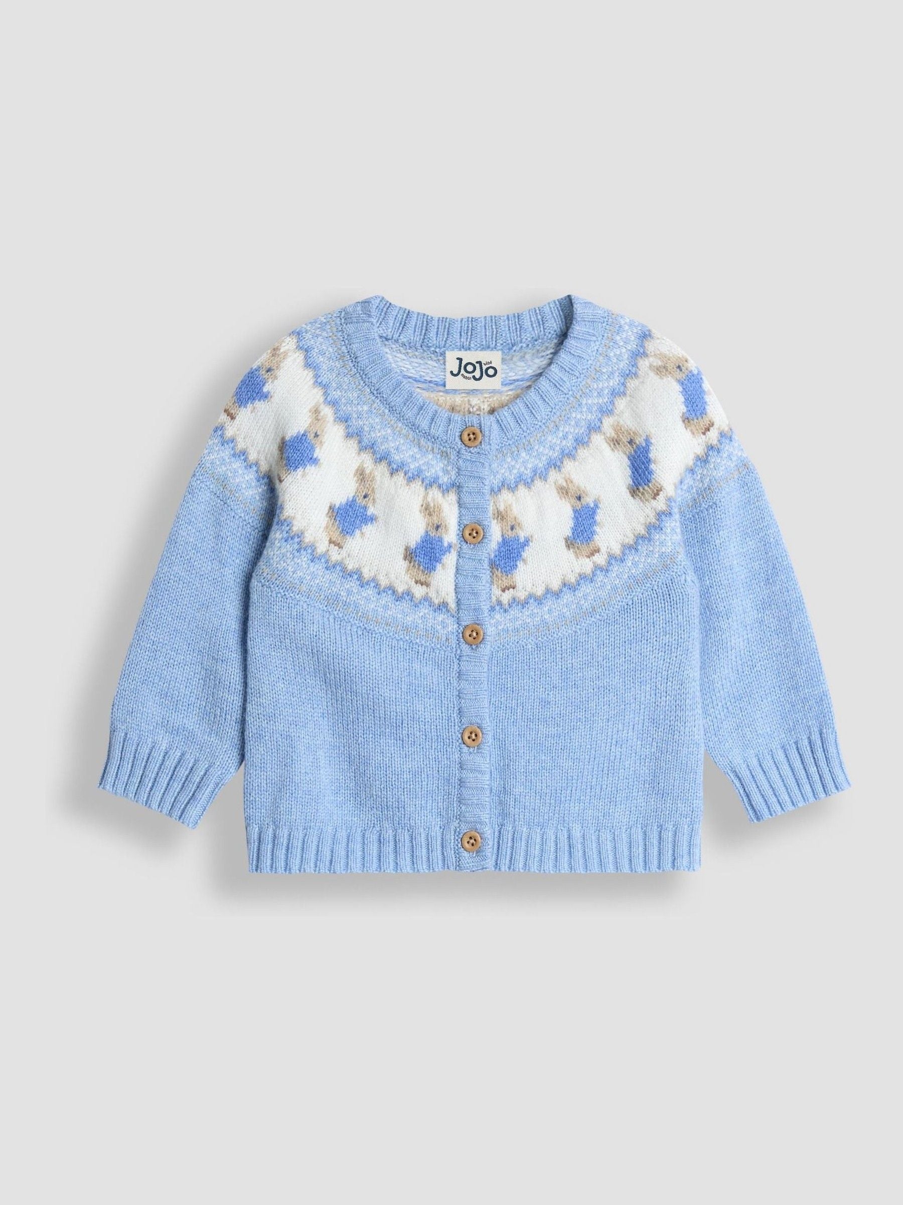 Dsiney Kidz - JoJo Maman Bébé Blue Peter Rabbit™ Fairisle Knit Cardigan & Bottom Set image 2