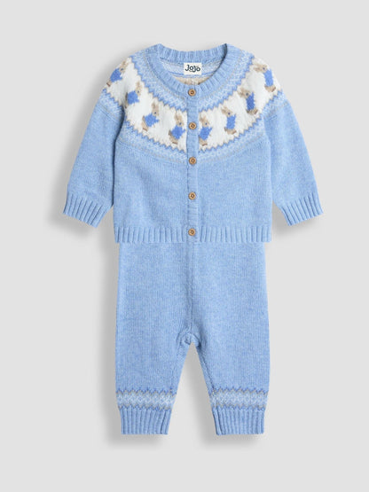 Dsiney Kidz - JoJo Maman Bébé Blue Peter Rabbit™ Fairisle Knit Cardigan & Bottom Set image 1