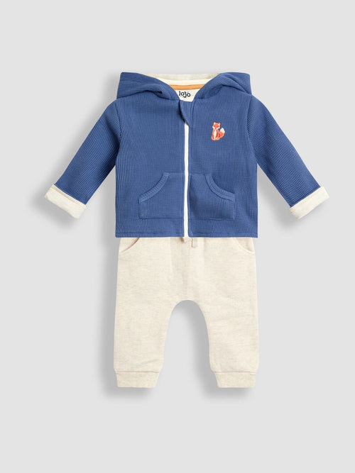 JoJo Maman Bébé Blue Fox 3-Piece Hoodie, Jogger & Body Set image 1