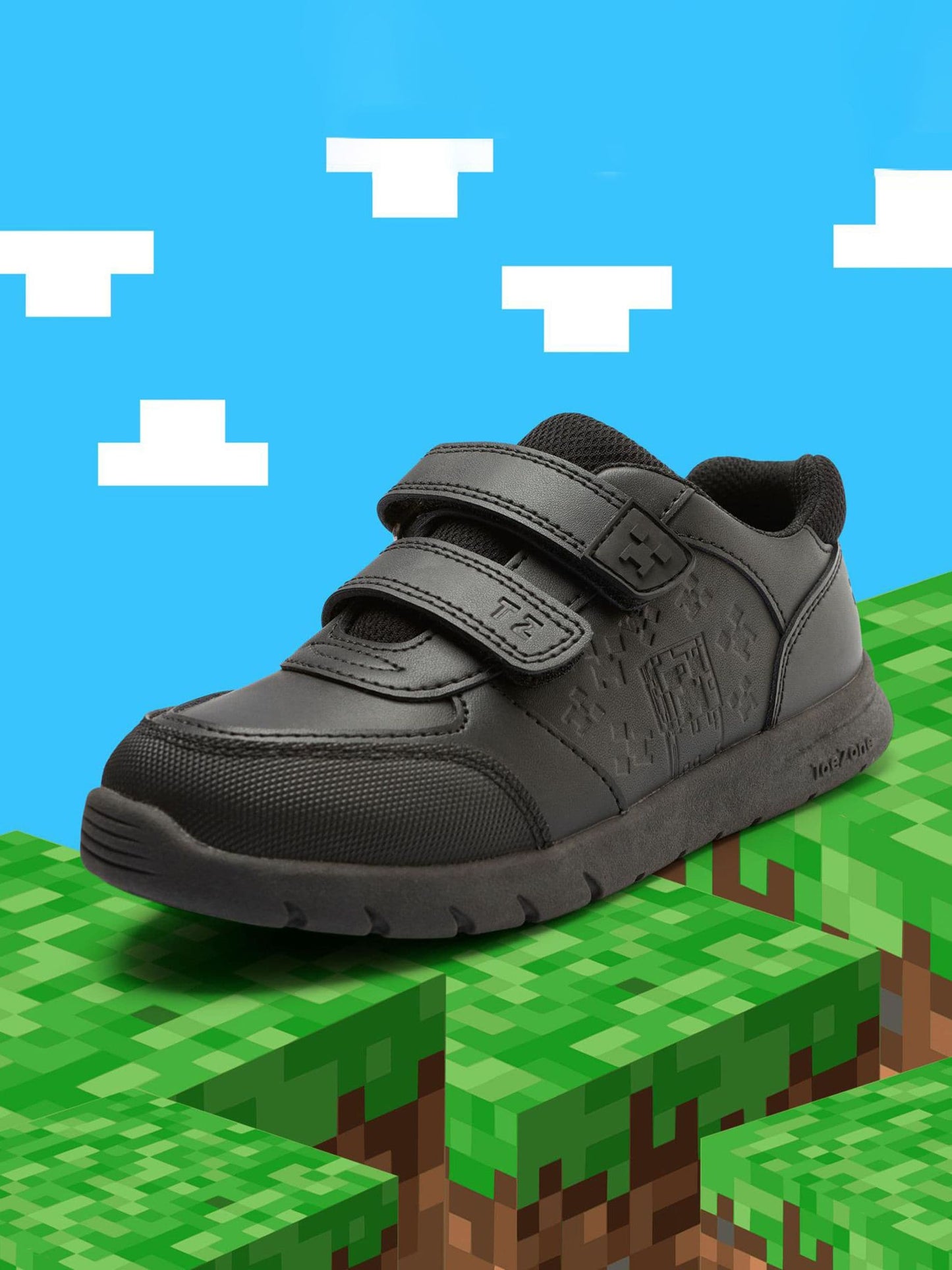 Toezone Black Minecraft Rip Tape School Shoes image 5