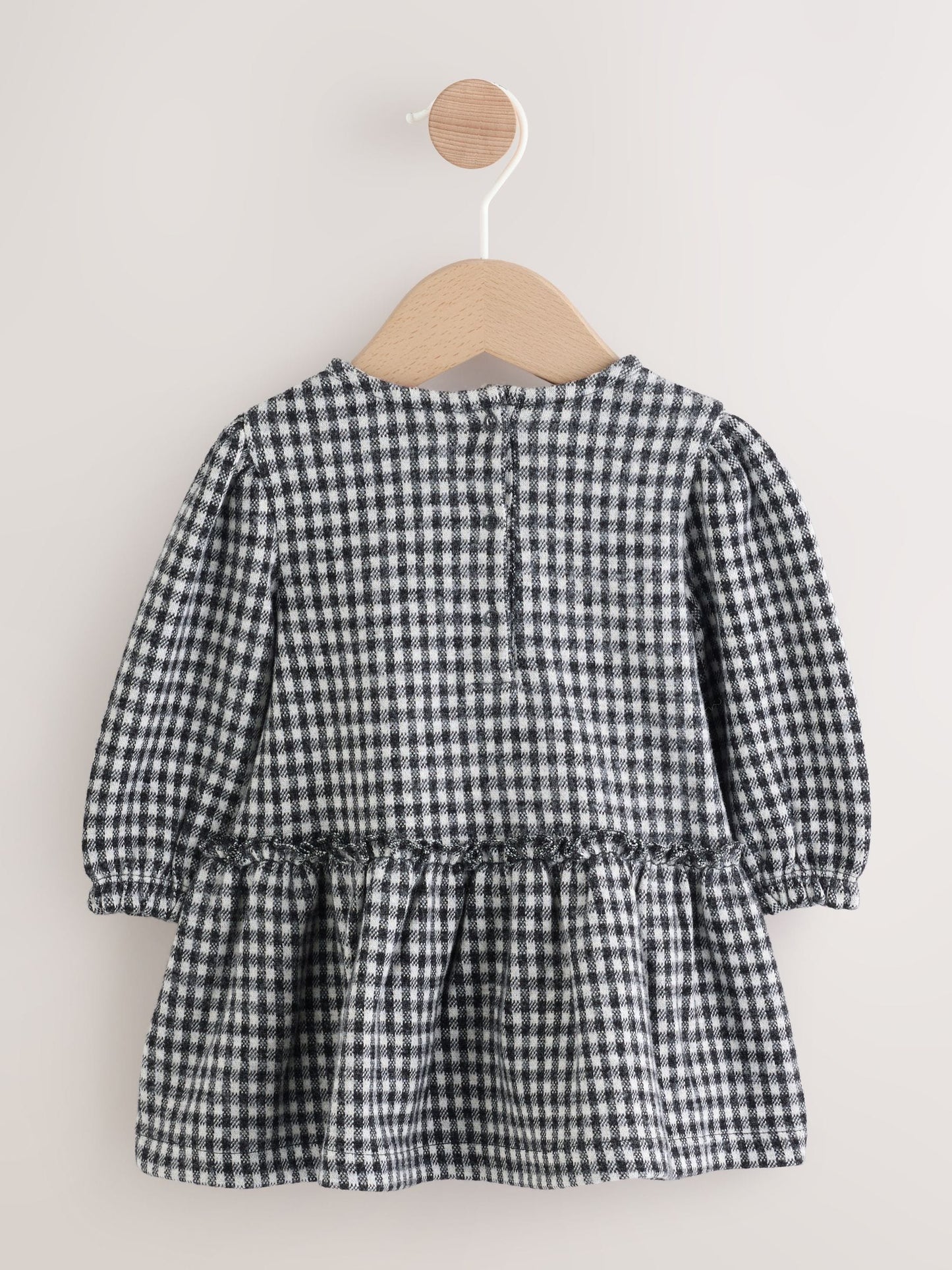 Black/Grey Gingham Baby Long Sleeve Tiered Dress with Tights (0mths-2yrs)