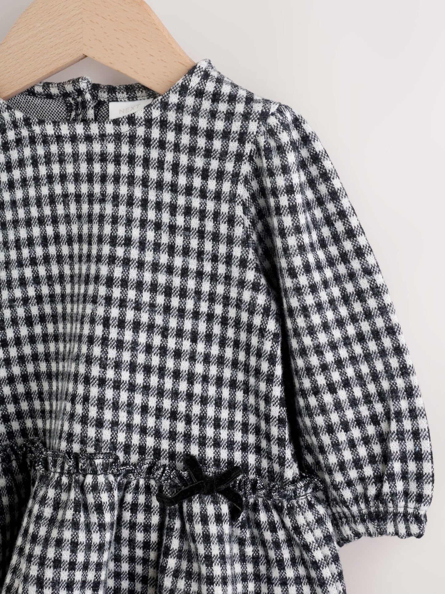 Black/Grey Gingham Baby Long Sleeve Tiered Dress with Tights (0mths-2yrs)